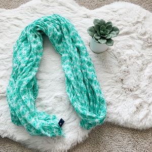 Gap White and Green Bicycle Oblong Lightweight Scarf